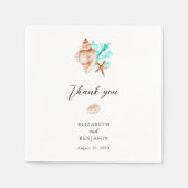 Elegant Coastal Seashell Minimal Beach Wedding Serviette (Vorderseite)