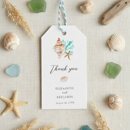 Elegant Coastal Seashell Thank you Beach Wedding Geschenkanhänger