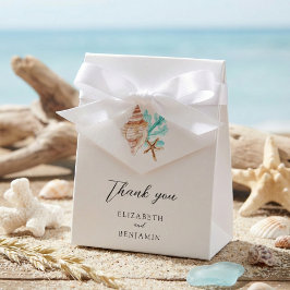 Elegant Coastal Seashell Thank you Beach Wedding Geschenkschachtel