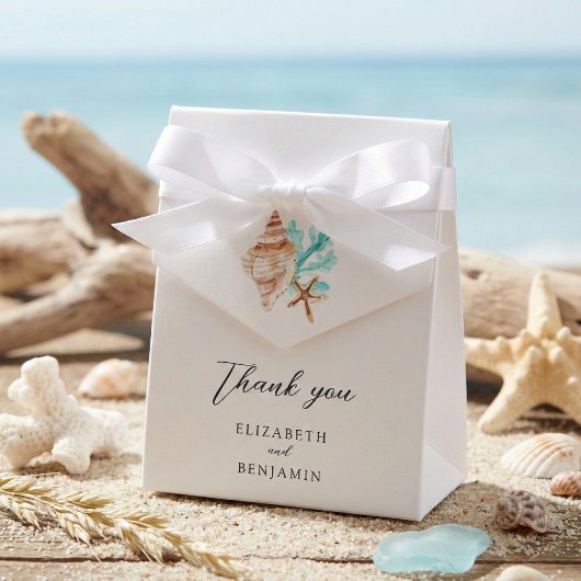 Elegant Coastal Seashell Thank you Beach Wedding Geschenkschachtel