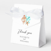 Elegant Coastal Seashell Thank you Beach Wedding Geschenkschachtel (Vorderseite)