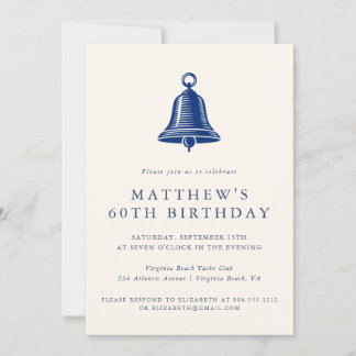Elegant Coastal Ships Bell  Adult Birthday Party  Einladung