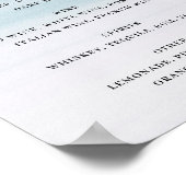 Elegant Coastal Wedding | Blue Watercolor Drinks Poster (Ecke)