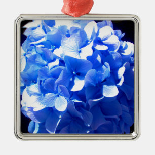 Elegant Cobalt Blau Blumen elegante Hydrangeas Silbernes Ornament