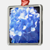 Elegant Cobalt Blau Blumen elegante Hydrangeas Silbernes Ornament (Links)