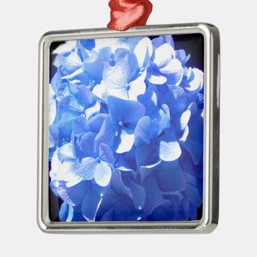 Elegant Cobalt Blau Blumen elegante Hydrangeas Silbernes Ornament (Links)