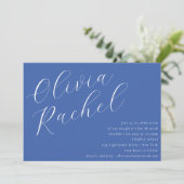 Elegant Cobalt Blue Script Minimal Bat Mitzvah Einladung (Stehend Vorderseite)