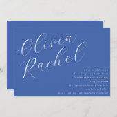 Elegant Cobalt Blue Script Minimal Bat Mitzvah Einladung (Vorne/Hinten)