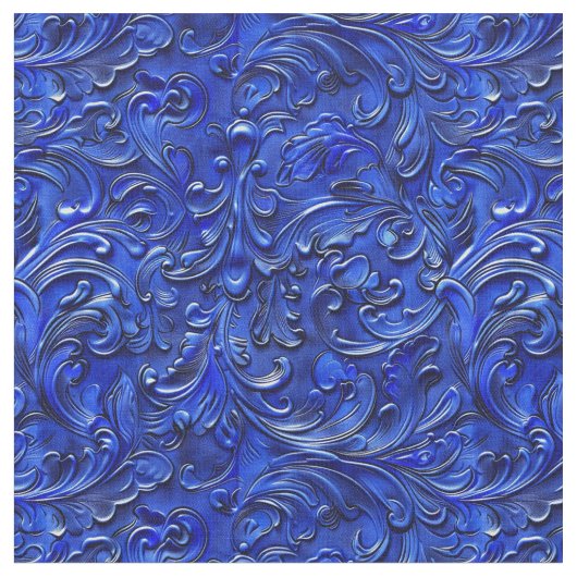 Elegant cobalt blue tooled leather  stoff (Nahaufnahme)