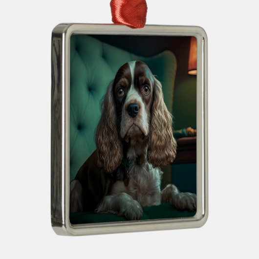 Elegant Cocker Spanel Classic Portrait Design Ornament Aus Metall (Rechts)