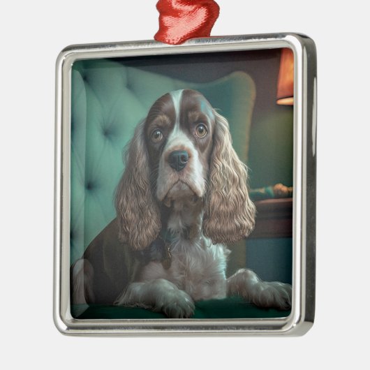 Elegant Cocker Spanel Classic Portrait Design Ornament Aus Metall (Links)