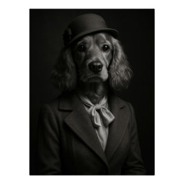 Elegant Cocker Spaniel in Cloche Hat & Scarf Poster