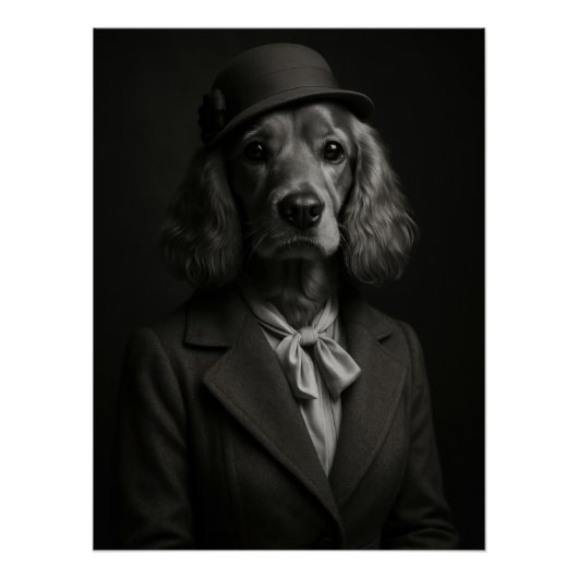 Elegant Cocker Spaniel in Cloche Hat & Scarf Poster (Vorderseite)