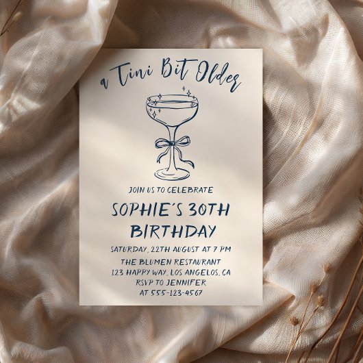 Elegant Cocktail A Tini Bit Older 30th Birthday Einladung