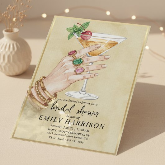 Elegant Cocktail Bridal Shower Invitation Art Einladung