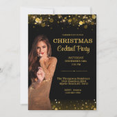 Elegant Cocktail Christmas Black Gold Party Einladung (Vorderseite)