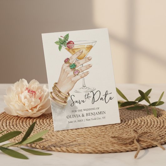 Elegant Cocktail Save the Date Wedding Invitation Einladung