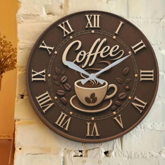 Elegant Coffee Bar Große Wanduhr