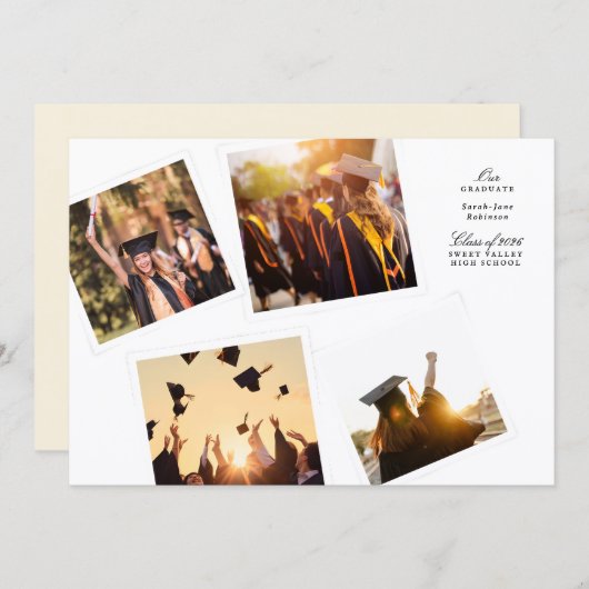 elegant collage 4 photo black white class of 2026 ankündigung (Vorne/Hinten)