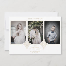 Elegant Collage Lace Romantic 3 Photos Couple Dankeskarte