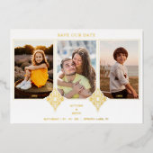 Elegant Collage Lace Romantic 3 Photos Couple Folieneinladung (Vorderseite)