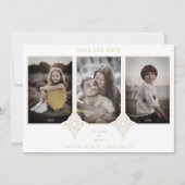 Elegant Collage Lace Then & Now 3 Photos Wedding Save The Date (Vorderseite)