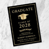 Elegant College Black Gold Graduation Ankündigung