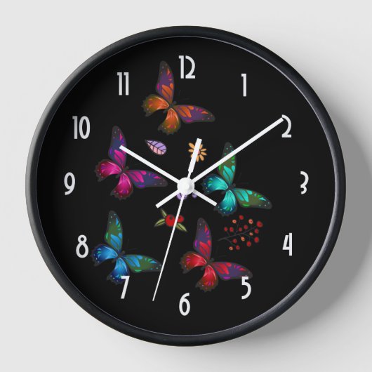 Elegant Colorful Butterflies Wanduhr (Vorderseite)