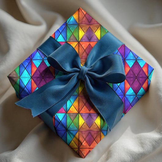 Elegant colorful diamond stained glass geschenkpapier