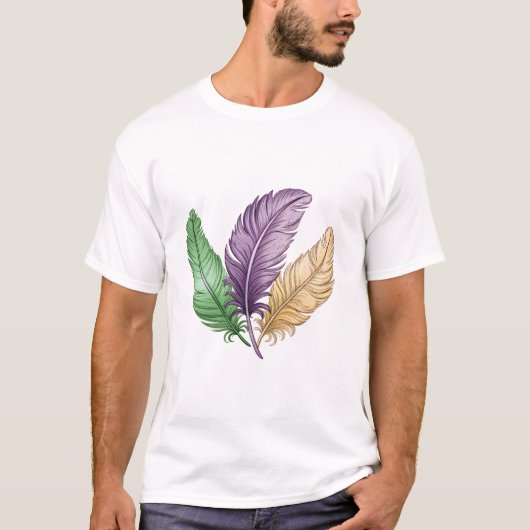 Elegant Colorful Feathers Illustration T-Shirt (Vorderseite)