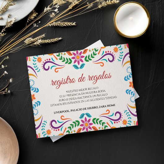 Elegant Colorful Floral Fiesta Spanish Wedding Begleitkarte