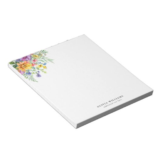 Elegant Colorful Floral Monogram Notizblock (angewinkelt)