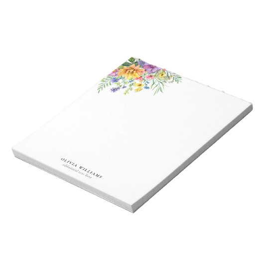 Elegant Colorful Floral Monogram Notizblock (Rotiert)