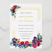 Elegant Colorful Floral Wedding Folieneinladung (Vorderseite)