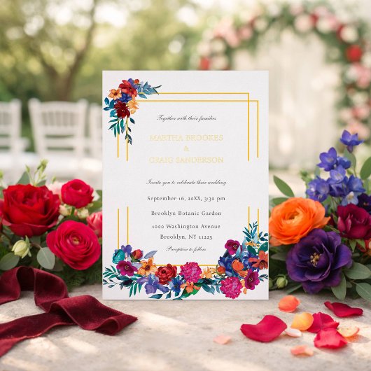 Elegant Colorful Floral Wedding Folieneinladung
