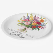 Elegant Colorful Garden Flowers Bouquet Birthday Pappteller (Schrägansicht)