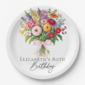 Elegant Colorful Garden Flowers Bouquet Birthday Pappteller (Vorderseite)