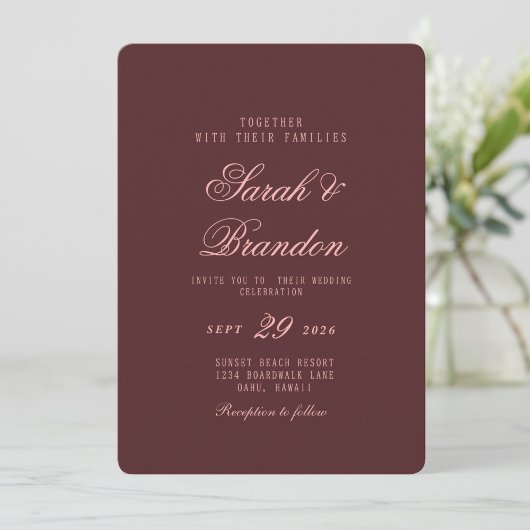 Elegant Colorful Minimal Script Wedding Invitation Einladung