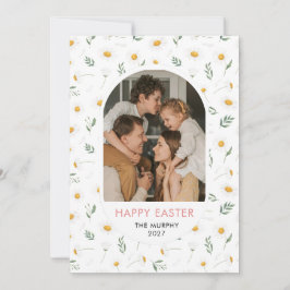 Elegant Colorful Oval Floral Easter Family Photo Feiertagskarte
