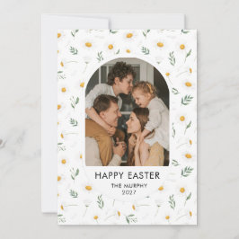 Elegant Colorful Oval Floral Easter Family Photo Feiertagskarte
