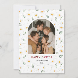 Elegant Colorful Oval Floral Easter Family Photo Feiertagskarte