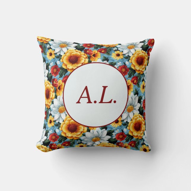 Elegant Colorful Personalized Modern Floral Chic Kissen (Vorderseite)