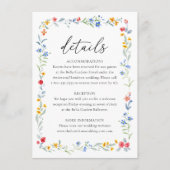 Elegant Colorful Wildflower Meadow Wedding Details Begleitkarte (Vorderseite)