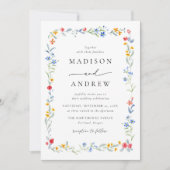 Elegant Colorful Wildflower Meadow Wedding Einladung (Vorderseite)