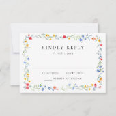 Elegant Colorful Wildflower Meadow Wedding RSVP Karte (Vorderseite)