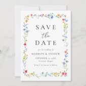 Elegant Colorful Wildflower Meadow Wedding Save The Date (Vorderseite)