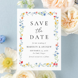 Elegant Colorful Wildflower Meadow Wedding Save The Date