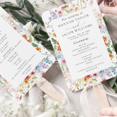 Elegant Colorful Wildflower Wedding Program Fächer