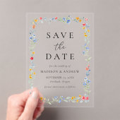 Elegant Colorful Wildflower Wedding Save the Date Acryleinladungen (Insitu (Handheld))