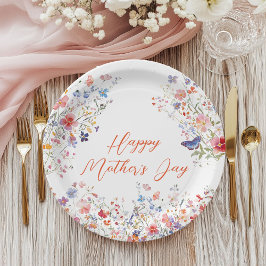 Elegant Colorful Wildflowers Happy Mother's Day Pappteller